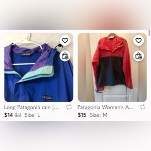 Bundle of 2 Patagonia Outdoor Rain Jackets